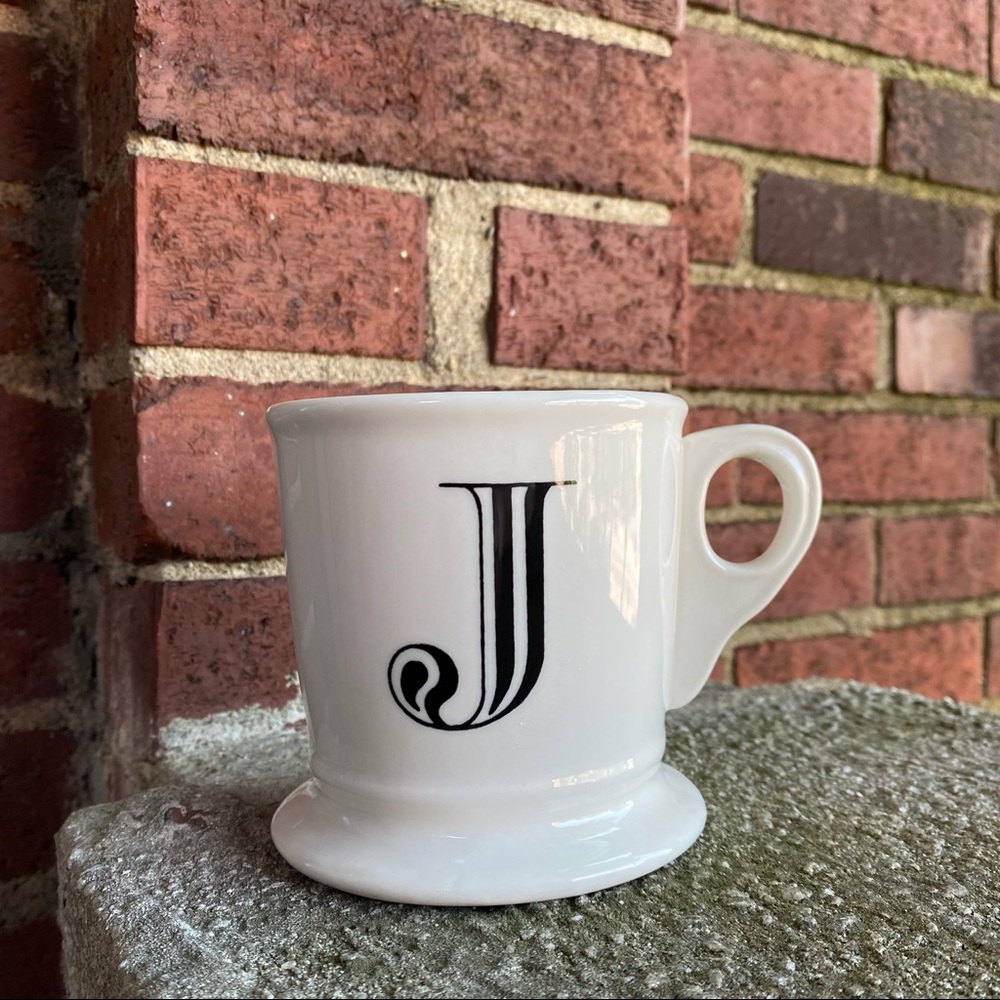 Anthropologie Ceramic Monogrammed Ornate Mug w Letter J
